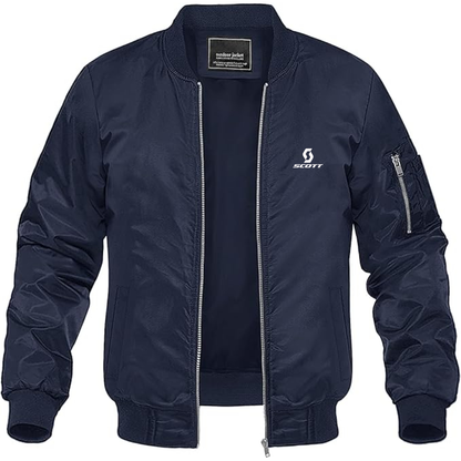Men's Scott Logo Lightweight Bomber Jacket Windbreaker Softshell Varsity Jacket Coat