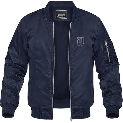 Men's ARO Logo Lightweight Bomber Jacket Windbreaker Softshell Varsity Jacket Coat