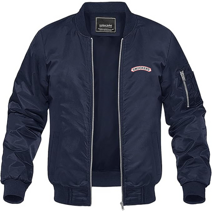 Men's Smucker's Logo Lightweight Bomber Jacket Windbreaker Softshell Varsity Jacket Coat
