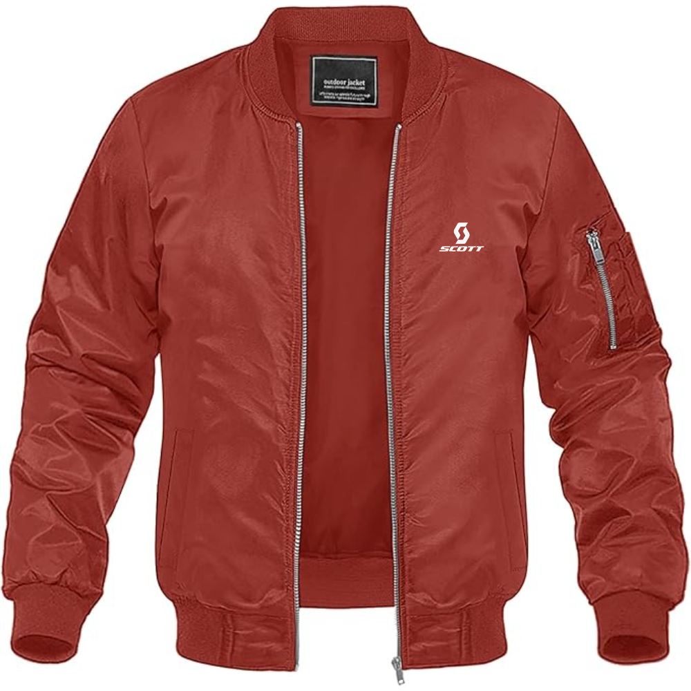 Men's Scott Logo Lightweight Bomber Jacket Windbreaker Softshell Varsity Jacket Coat