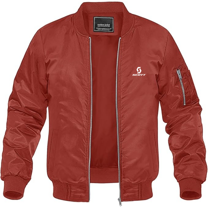 Men's Scott Logo Lightweight Bomber Jacket Windbreaker Softshell Varsity Jacket Coat