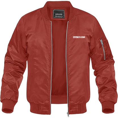 Men's System Of A Down Logo Lightweight Bomber Jacket Windbreaker Softshell Varsity Jacket Coat