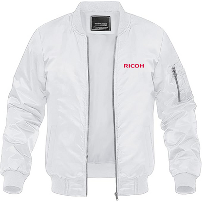 Men's Ricoh Logo Lightweight Bomber Jacket Windbreaker Softshell Varsity Jacket Coat