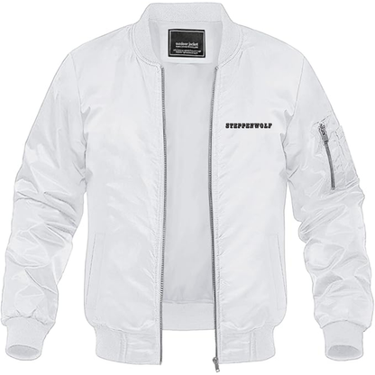 Men's  Steppenwolf Logo Lightweight Bomber Jacket Windbreaker Softshell Varsity Jacket Coat