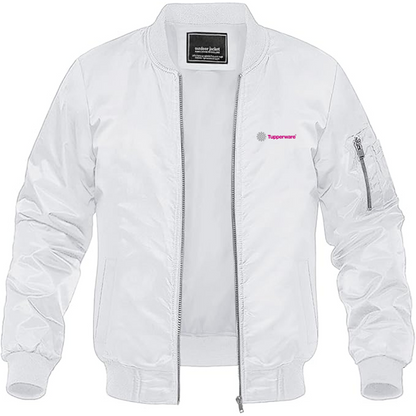 Men's Tupperware Logo Lightweight Bomber Jacket Windbreaker Softshell Varsity Jacket Coat