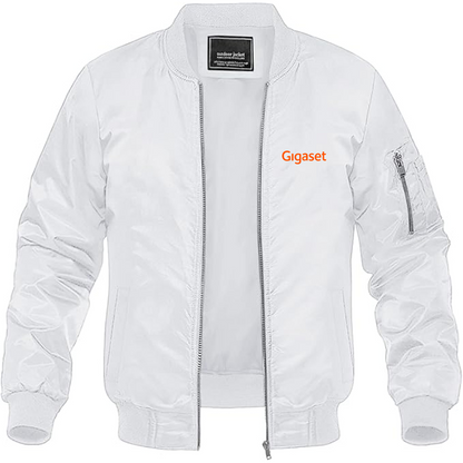 Men's Gigaset Logo Lightweight Bomber Jacket Windbreaker Softshell Varsity Jacket Coat