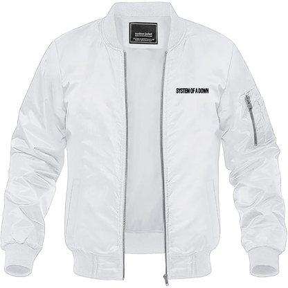 Men's System Of A Down Logo Lightweight Bomber Jacket Windbreaker Softshell Varsity Jacket Coat