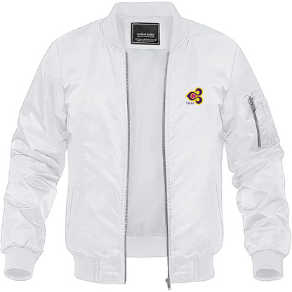 Men's Thai Airlines Logo Lightweight Bomber Jacket Windbreaker Softshell Varsity Jacket Coat