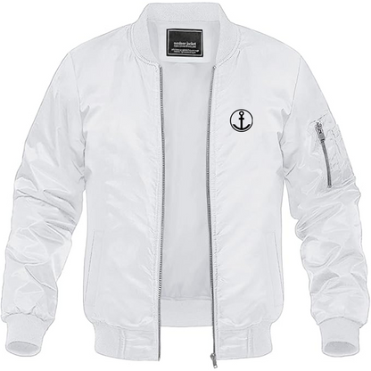 Men's Anker Logo Lightweight Bomber Jacket Windbreaker Softshell Varsity Jacket Coat