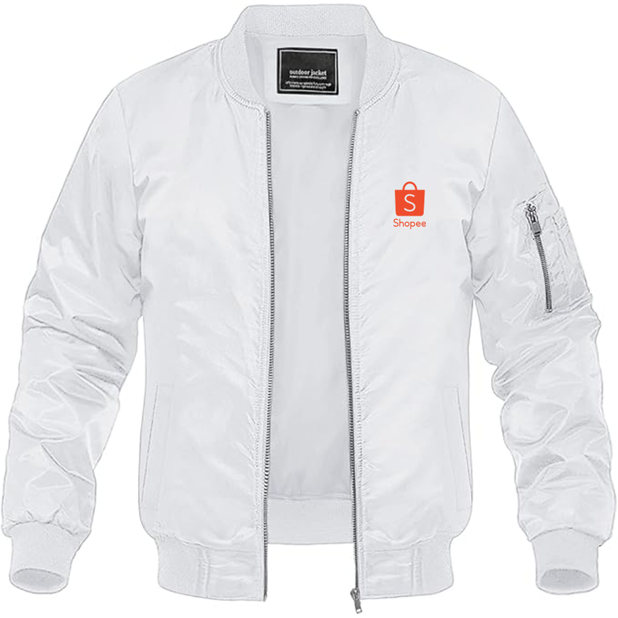 Men's Shopee Logo Lightweight Bomber Jacket Windbreaker Softshell Varsity Jacket Coat