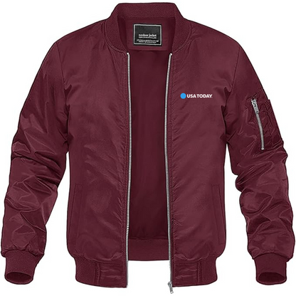 Men's USA Today Logo Lightweight Bomber Jacket Windbreaker Softshell Varsity Jacket Coat