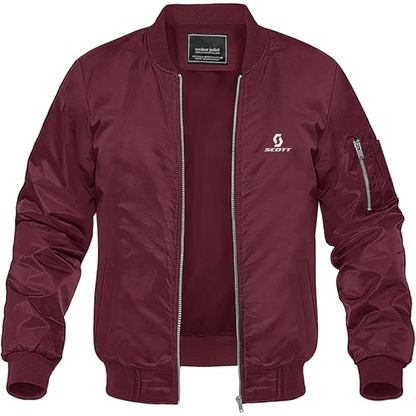 Men's Scott Logo Lightweight Bomber Jacket Windbreaker Softshell Varsity Jacket Coat