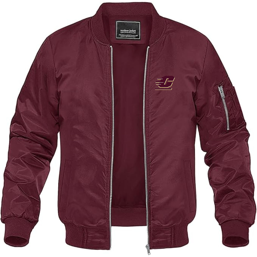 Men's Central Michigan Chippewas  Lightweight Bomber Jacket Windbreaker Softshell Varsity Jacket Coat